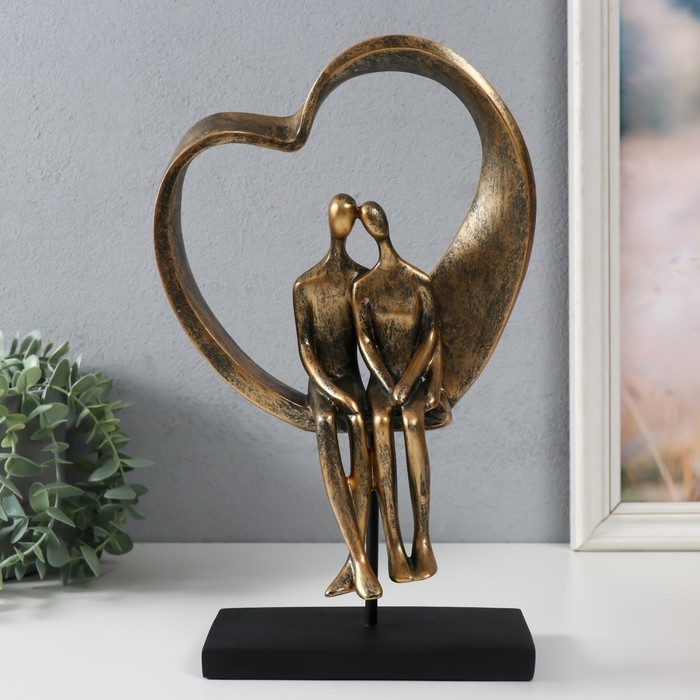 Сувенир полистоун Сувенир полистоун "Двое в сердечке" под металл 19,4х10,4х31,5 см