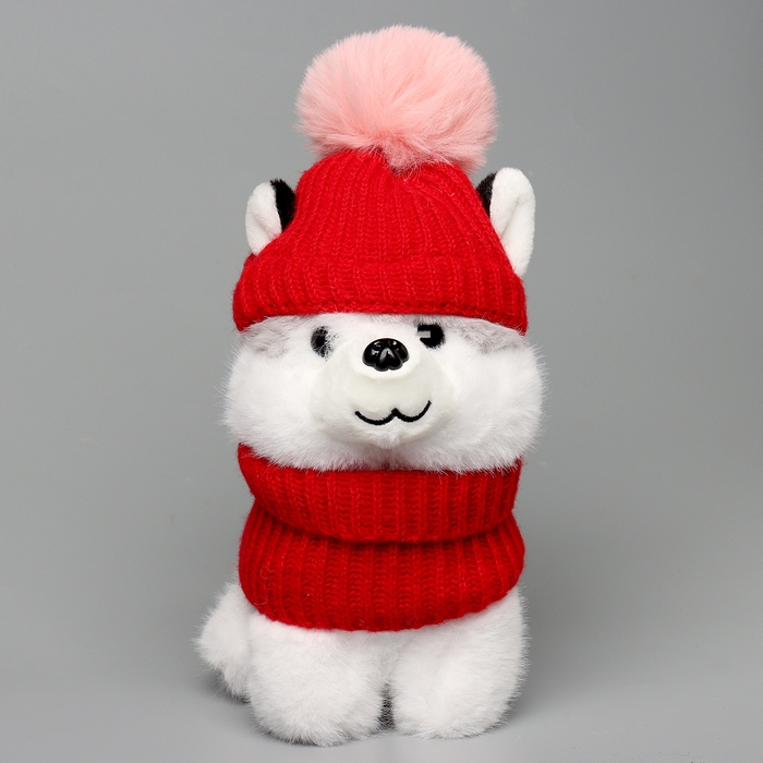 Мягкая игрушка «Хаски в шапочке», 20 см Мягкая игрушка «Хаски в шапочке», 20 см