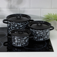 Набор эмалированных кастрюль &laquo;Ферма&raquo;, 3 предмета: 1,5 л, 2,9 л, 4,5 л