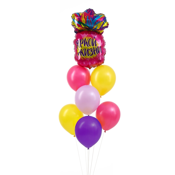 Набор воздушных шаров &laquo;Ананас&raquo;, фольга, латекс, 7 шт.