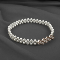 Подхват для штор &laquo;Кирпичики&raquo;, жемчуг на резинке, 2,2 &times; 7,5 см, 2 &times; 45 см, цвет белый/золотой