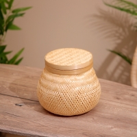 Корзинка плетёная с крышкой, из бамбука 20х20х20 см