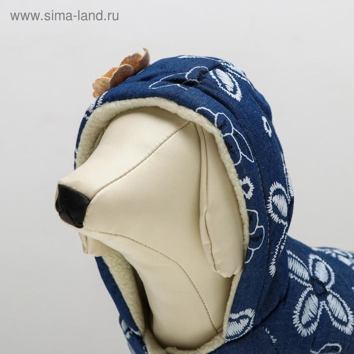 Куртка для собак с цветами, XXL (ДС 40 см, ОШ 35 см, ОГ 55 см), тёмно-синяя