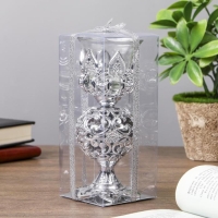 Подсвечник пластик, стекло на 1 свечу "Ажурный шар" бокал на ножке серебро 15х6х6 см Подсвечник пластик, стекло на 1 свечу "Ажурный шар" бокал на ножке серебро 15х6х6 см