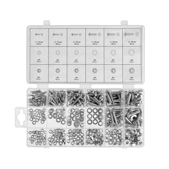 Набор винтов, гаек, шайб ТУНДРА krep, 420 предметов