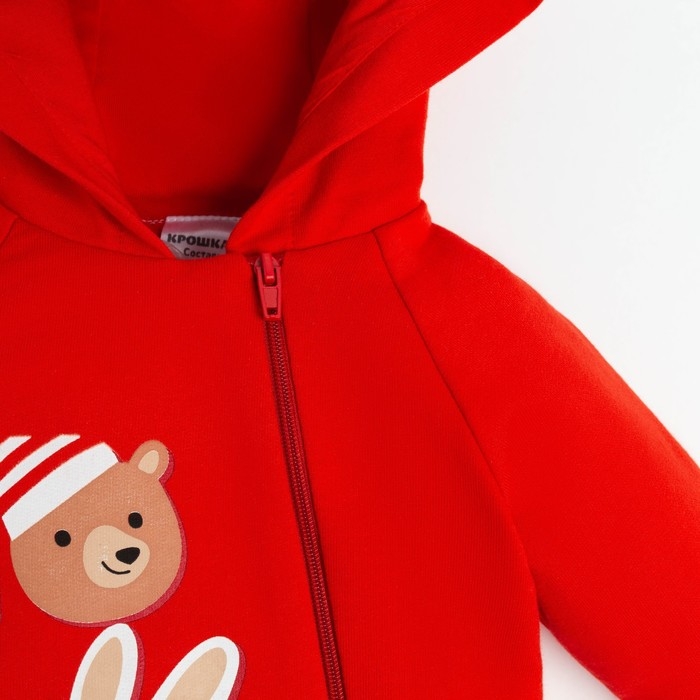Комбинезон с капюшоном Крошка Я &laquo;Новогодние зверята&raquo;, рост 68-74 см, цвет красный