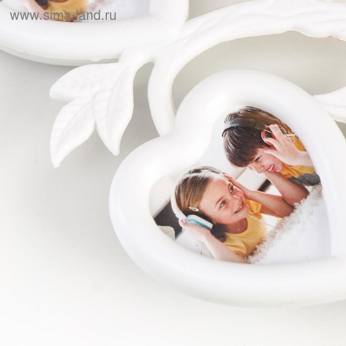 Фоторамка пластик на 6 фото 4,5х3 см Фоторамка пластик на 6 фото 4,5х3 см "Дерево с сердцами" белая 26,5х19,5х11 см