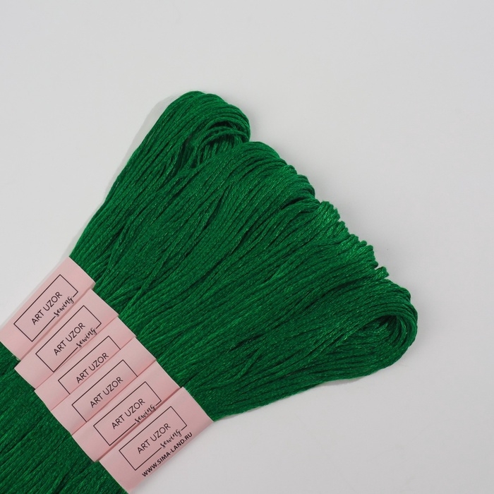 Набор ниток мулине №3818, 8 &plusmn; 1 м, 6 шт, цвет малахитовый