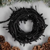 Гирлянда &laquo;Нить&raquo; 10 м, IP44, УМС, тёмная нить, 100 LED, свечение белое, 220 В