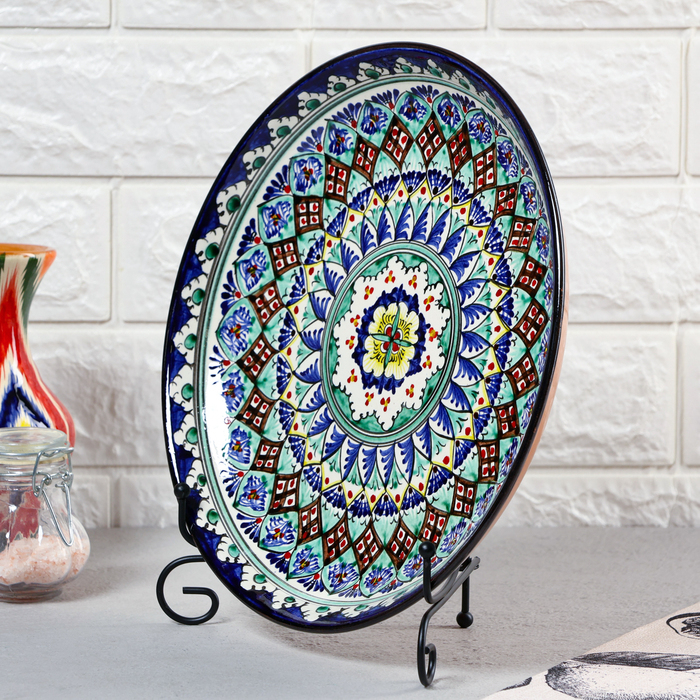 Ляган Риштанская Керамика Ляган Риштанская Керамика "Узоры", 28 см, синий