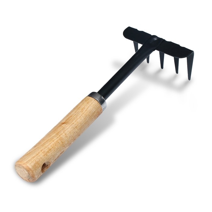 Малые прямые грабли, 5 зубцов, длина 31 см, металл, деревянная ручка, Greengo Малые прямые грабли, 5 зубцов, длина 31 см, металл, деревянная ручка, Greengo