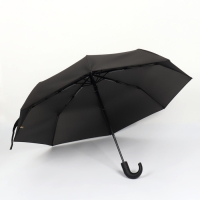 Зонт автоматический &laquo;Однотон&raquo;, 3 сложения, 8 спиц, R = 48/55 см, D = 110 см, цвет чёрный