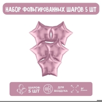 Шар фольгированный 9" &laquo;Мини-звезда&raquo;, фламинго без клапана, набор 5 шт.