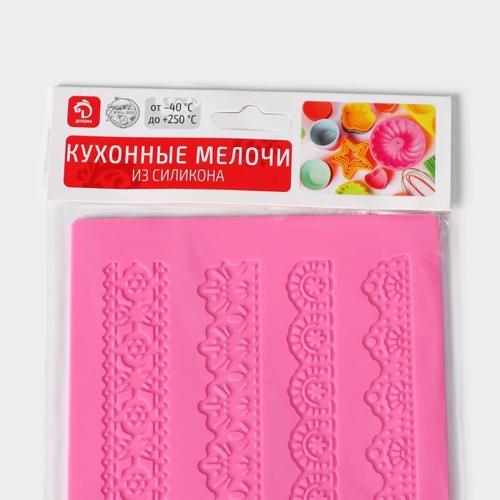 Силиконовый коврик для айсинга Доляна &laquo;Узкие полосы&raquo;, 39&times;12 см, цвет розовый