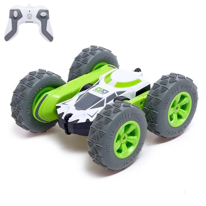 Машина-перевёртыш радиоуправляемая &laquo;Трюкач&raquo;, работает от аккумулятора, цвет зелёный