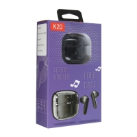 Наушники беспроводные K20, TWS, вкладыши, BT 5.0, 35/260 мАч, прозрачные, чёрные Наушники беспроводные K20, TWS, вкладыши, BT 5.0, 35/260 мАч, прозрачные, чёрные