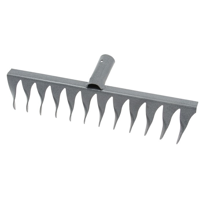 Грабли прямые, витой зуб, 12 зубцов, металл, тулейка 28 мм, без черенка, МИКС