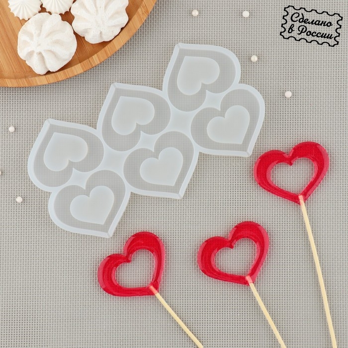 Силиконовый молд для леденцов и шоколада «Сердце», 6×4,5 см, цвет прозрачный Силиконовый молд для леденцов и шоколада «Сердце», 6×4,5 см, цвет прозрачный