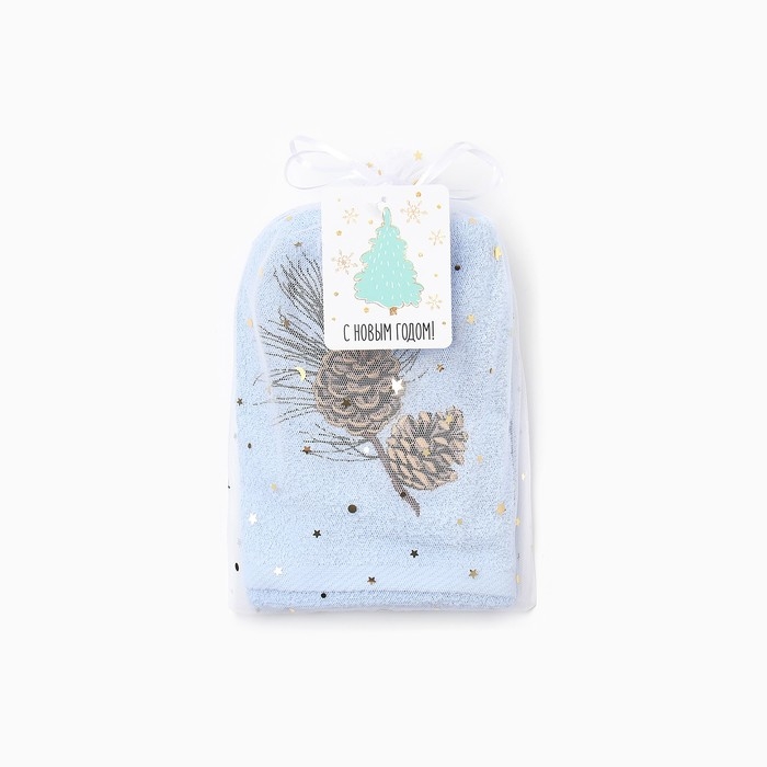 Новый год. Полотенце махровое Новый год. Полотенце махровое "Еловая шишка" 30х60 см, 100% хлопок, 340 г/м2