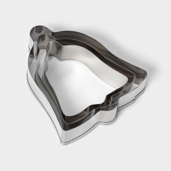 Набор форм для печенья Доляна «Колокольчик», 3 шт, 6×6 см, цвет серебристый Набор форм для печенья Доляна «Колокольчик», 3 шт, 6×6 см, цвет серебристый