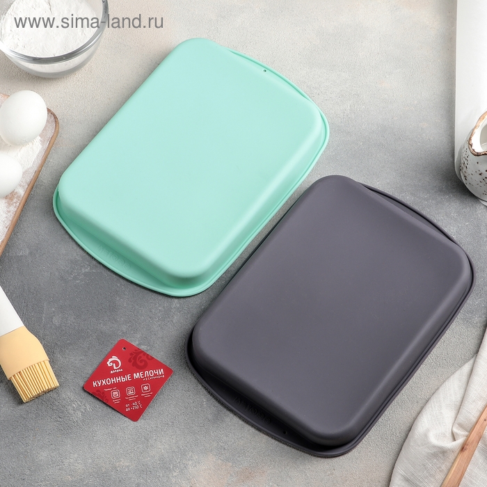 Форма для выпечки Доляна &laquo;Прямоугольник&raquo;, силикон, 27&times;18 см, цвет МИКС