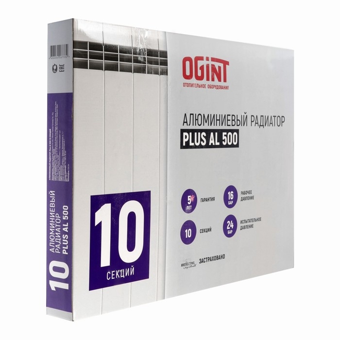 Радиатор алюминиевый Ogint Plus AL, 500 х 78 мм, 10 секций, 1230 Вт Радиатор алюминиевый Ogint Plus AL, 500 х 78 мм, 10 секций, 1230 Вт