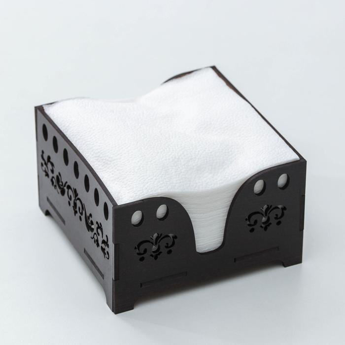 Салфетница Доляна &laquo;Мокко&raquo;, 12,3&times;12,3 см, с салфетками, деревянная, цвет шоколадный