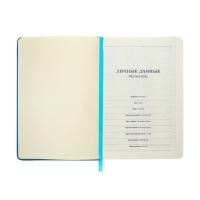 Ежедневник недатированный A5, 140л, клетка, кожзам, на резинке, желтый срез, Синий