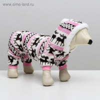 Комбинезон "Олени" с капюшоном, размер M (ДС 30 см, ОГ 40 см, ОШ 30 см), розовый