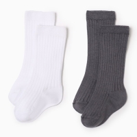 Гольфы детские 2 пары Крошка Я BASIC LINE, 12-14 см, серый/ белый