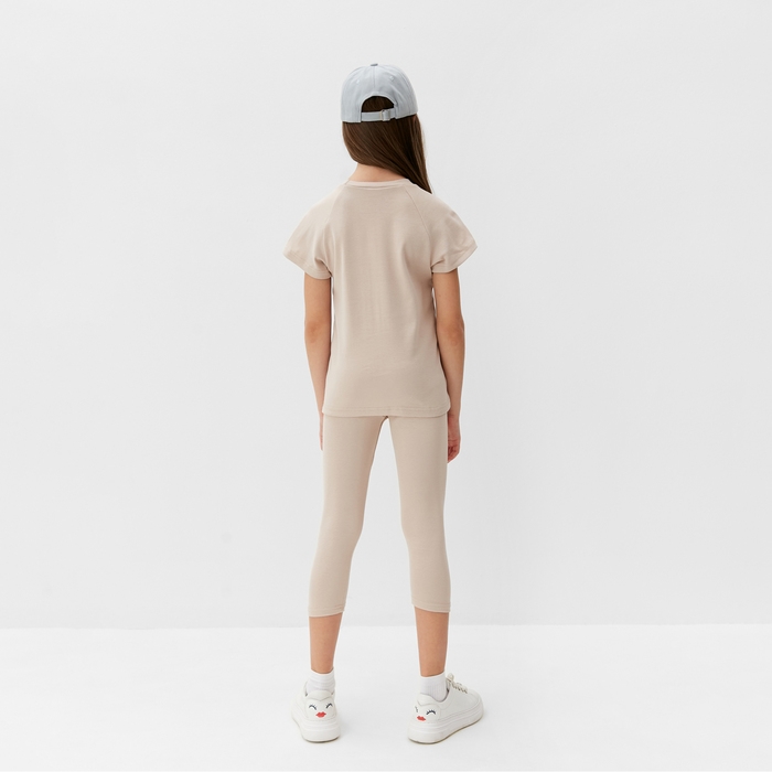 Комплект для девочки (майка и велосипедки) MINAKU, цвет бежевый, рост 134 см Комплект для девочки (майка и велосипедки) MINAKU, цвет бежевый, рост 134 см