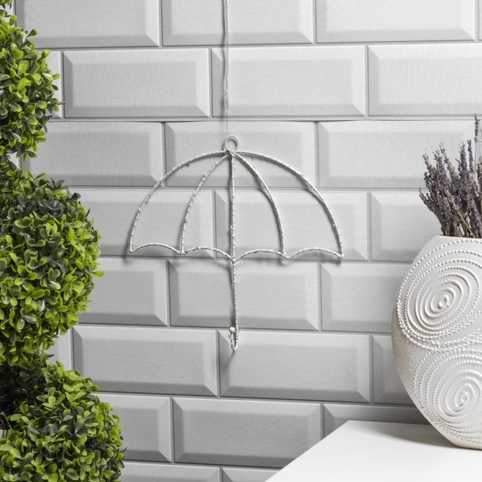 Светодиодная фигура &laquo;Зонт&raquo; 25 &times; 23 см, металл, батарейки ААх2 (не в комплекте), свечение тёплое белое