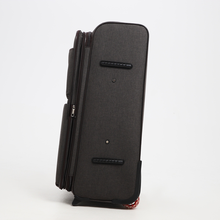 Чемодан большой 95 л (L), отдел на молнии, с расширением, кодовый замок, 3 колеса, 2 наружных кармана, цвет коричневый