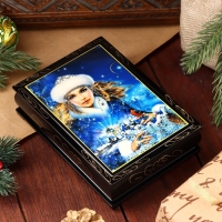 Шкатулка &laquo;Снегурочка со снегирём&raquo;, 10&times;14 см, лаковая миниатюра