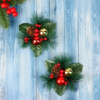 Украшение ёлочное "Зимнее чудо" (набор 2 шт) шарики ягодки, 12х11 см