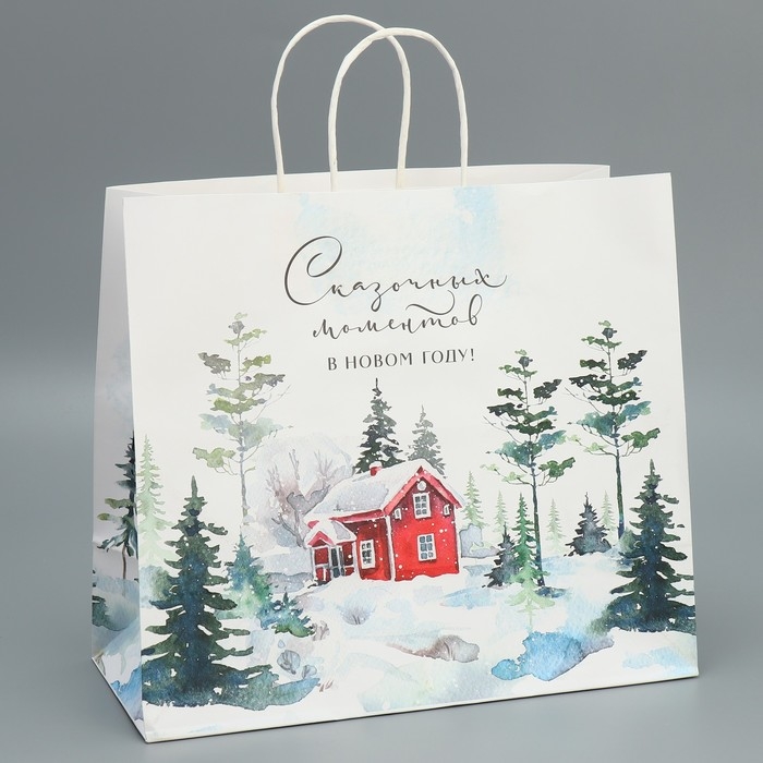 Пакет подарочный новогодний крафтовый &laquo;Сказка&raquo;, 32 х 28 х 15 см, Новый год