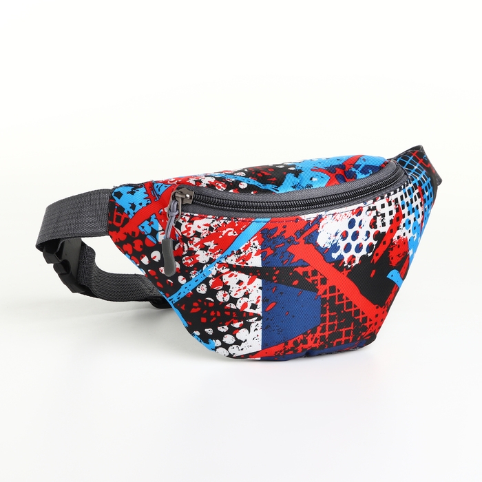 Сумка поясная детская на молнии, цвет синий/красный Сумка поясная детская на молнии, цвет синий/красный