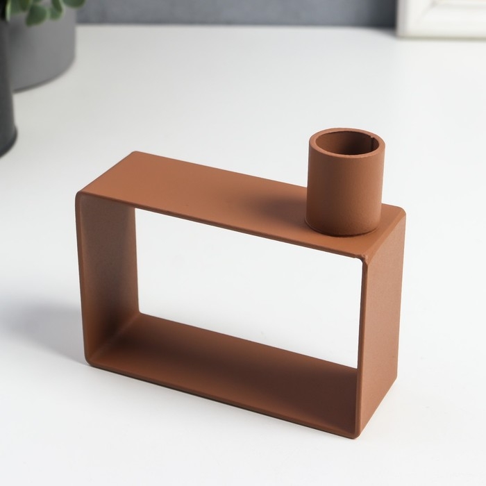 Подсвечник металл на 1 свечу Подсвечник металл на 1 свечу "Строгие линии" свеча d=2 см розовый 10,2х4х11 см