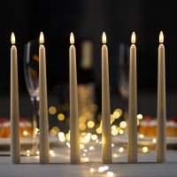 Светодиодная свеча восковая &laquo;Классика&raquo; 2 x 27 см, АААx2 (не в компл.), набор 6 шт, свечение тёплое белое