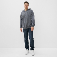 Толстовка мужская, начёс, цвет тёмно-серый, размер 56