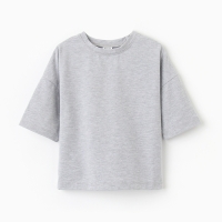 Футболка детская MINAKU: Basic Line KIDS, цвет серый меланж, рост 158 см