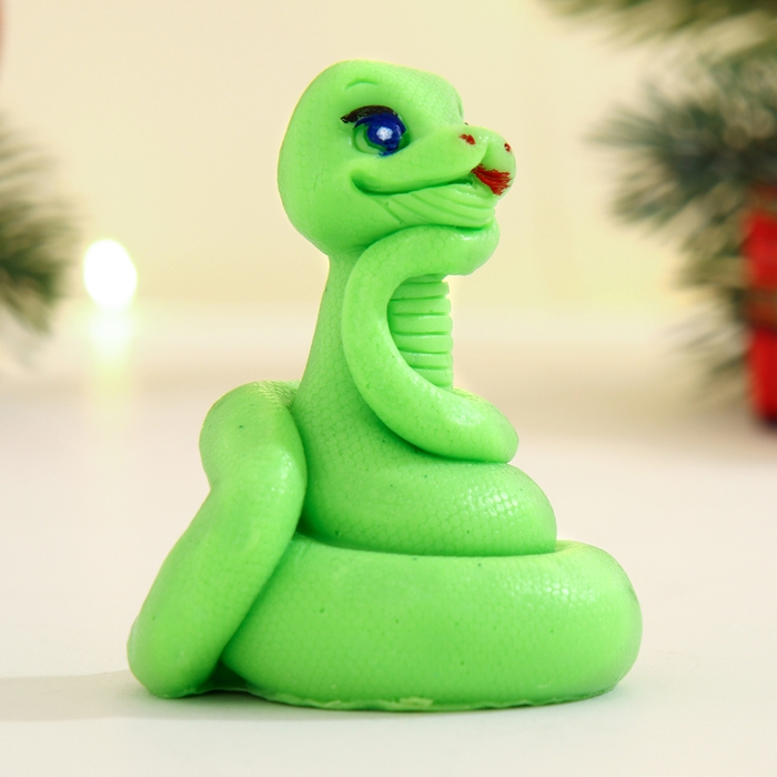 Новый год. Символ 2025. Фигурное мыло "Змейка Ёлочка" зеленое, 60г