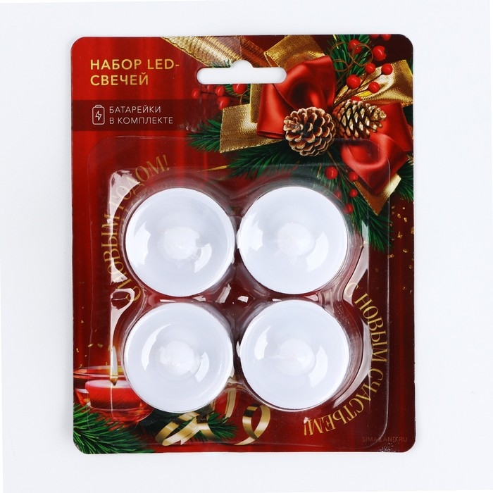 Набор светодиодных свечей &laquo;Новогодняя коллекция: С новым счастьем&raquo;, 4 шт., диам. 4.5, модель AR-0003