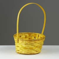 Корзина плетеная, D21 х 10/34 см, жёлтый, бамбук Корзина плетеная, D21 х 10/34 см, жёлтый, бамбук