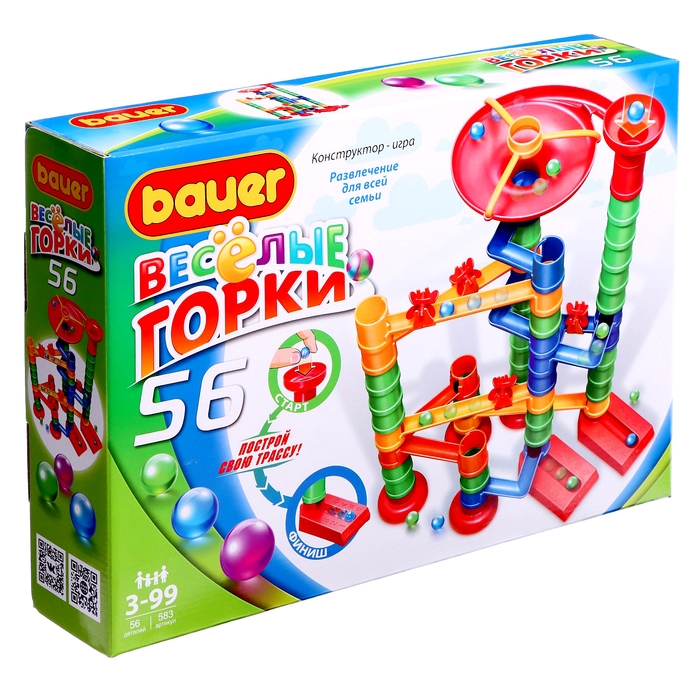 Конструктор «Весёлые горки» 56 элементов Конструктор «Весёлые горки» 56 элементов