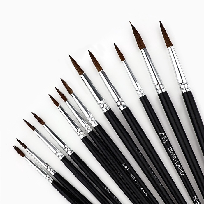 Кисть для рисования, набор пони круглые, 12 шт. № 1,2,3,4,5,6,7,8,9,10,11,12&laquo;Климт&raquo;