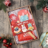 Новый год. Набор подарочный Доляна Winter : варежка-прихватка, лопатка силикон