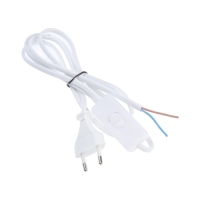 Шнур сетевой с выключателем для бра, 1,5 м, ШВВП 2 х 0.5 мм2, белый Шнур сетевой с выключателем для бра, 1,5 м, ШВВП 2 х 0.5 мм2, белый