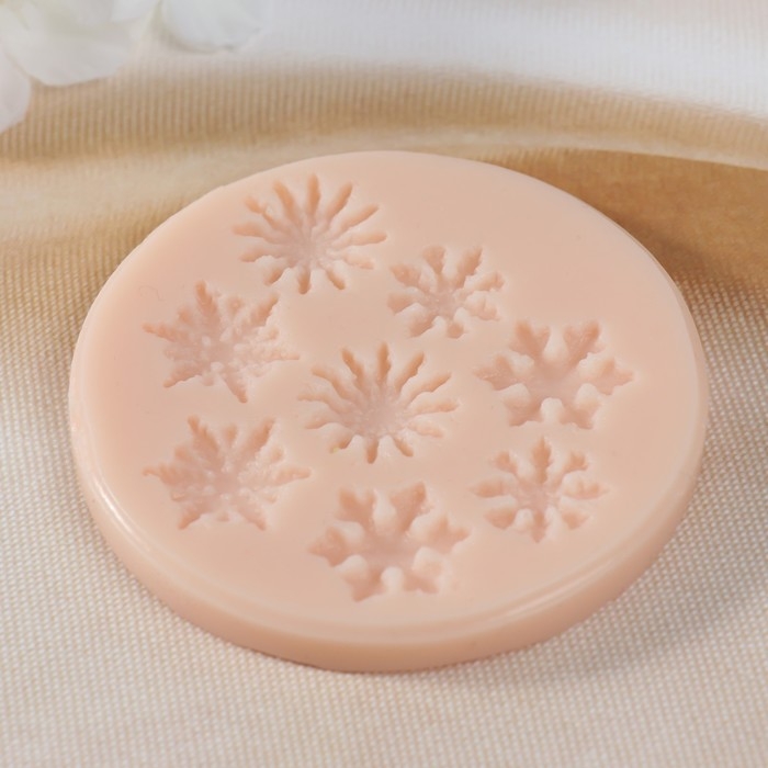 Новогодний молд силикон Новогодний молд силикон "Снежинки" №1 2х2х0,2 2,2х2,2х0,2 2,1х2,1х0,2 1,5х1,5х0,2 см