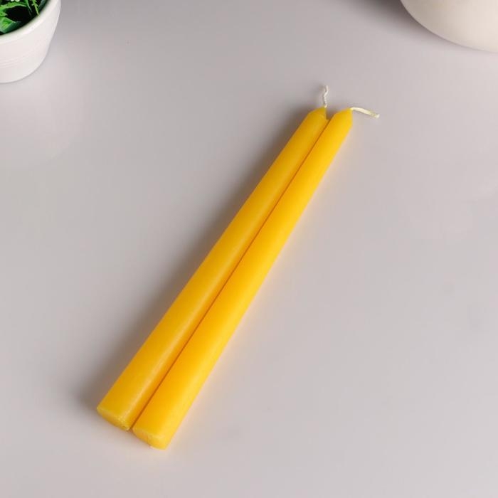 Набор свечей античных, 2,2х 25  см, лакированная 2 штуки, жёлтый